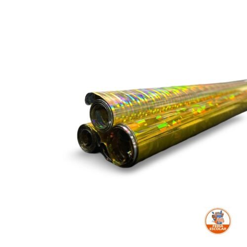 papel hologramado x 10 dorado