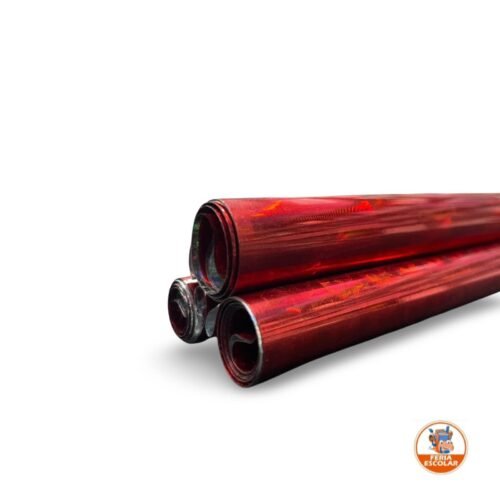 papel hologramado x 10 rojo